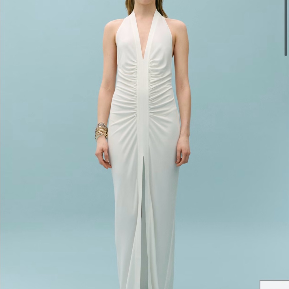 Mango White Backless Halter Dress